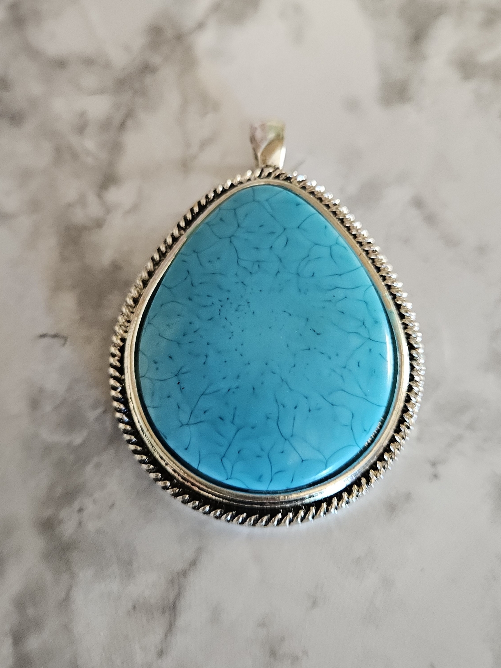 Source Unknown Turquoise Teardrop Pendant - Bright Blue Stone